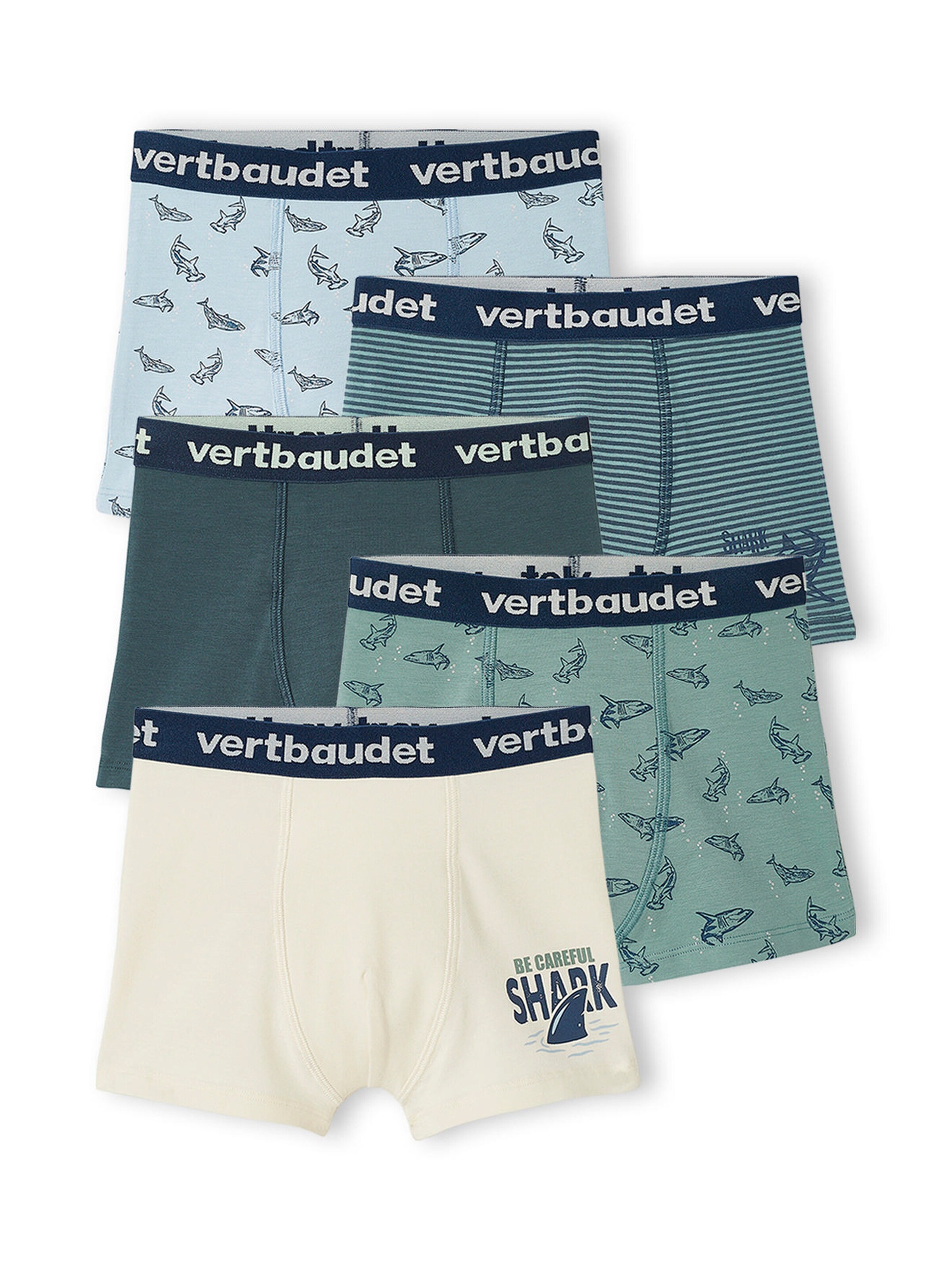 Vertbaudet 5er-Pack Jungen Boxershorts, Haie pack blau