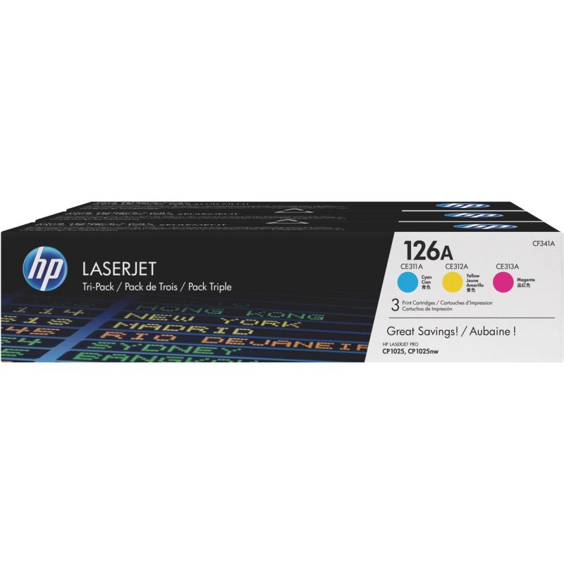 HP 126A - CF341A Pack de 3 toners couleurs pour imprimante laser