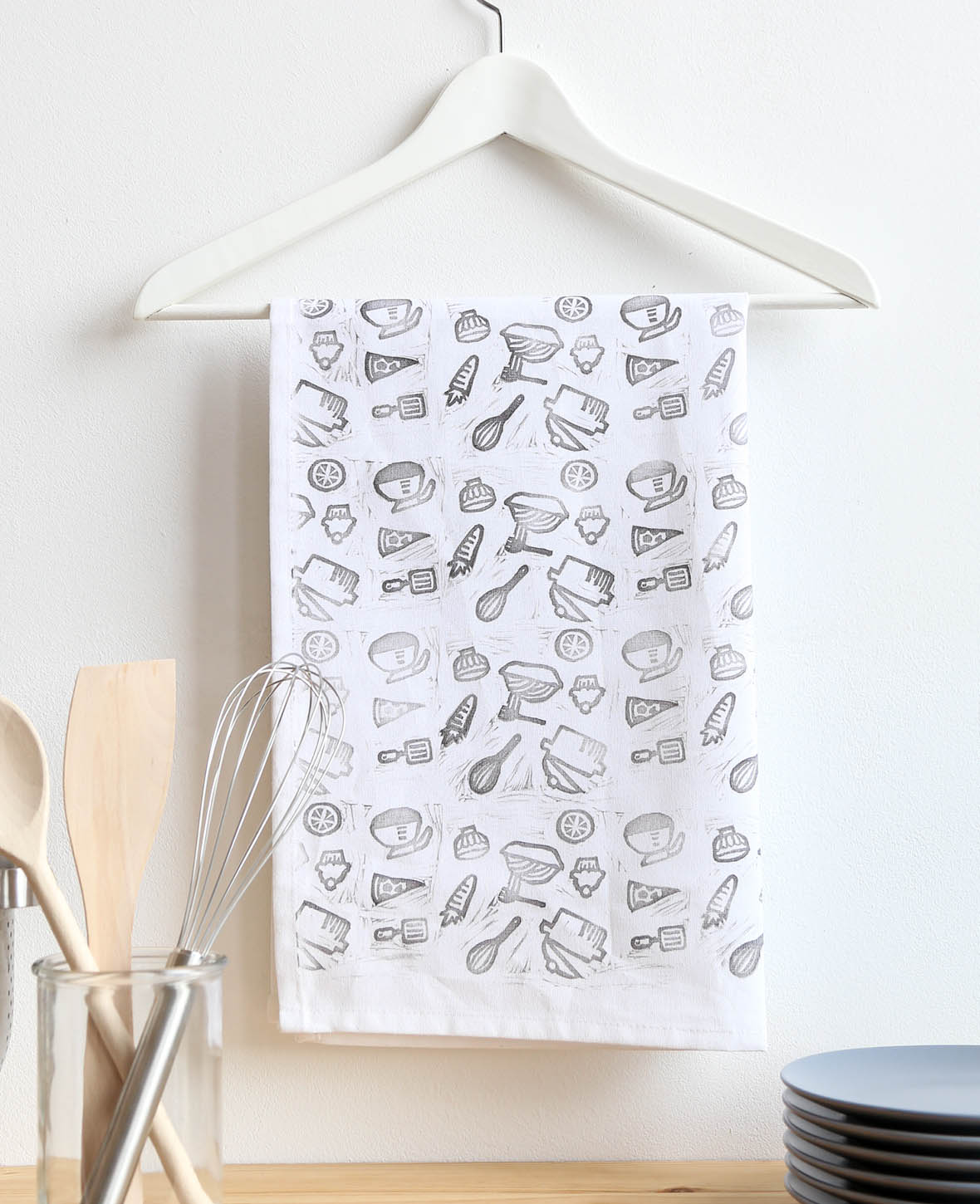 (5er Set) 50x85cm Baumwolle DIY Küchentuch Geschirrtuch - Weiss