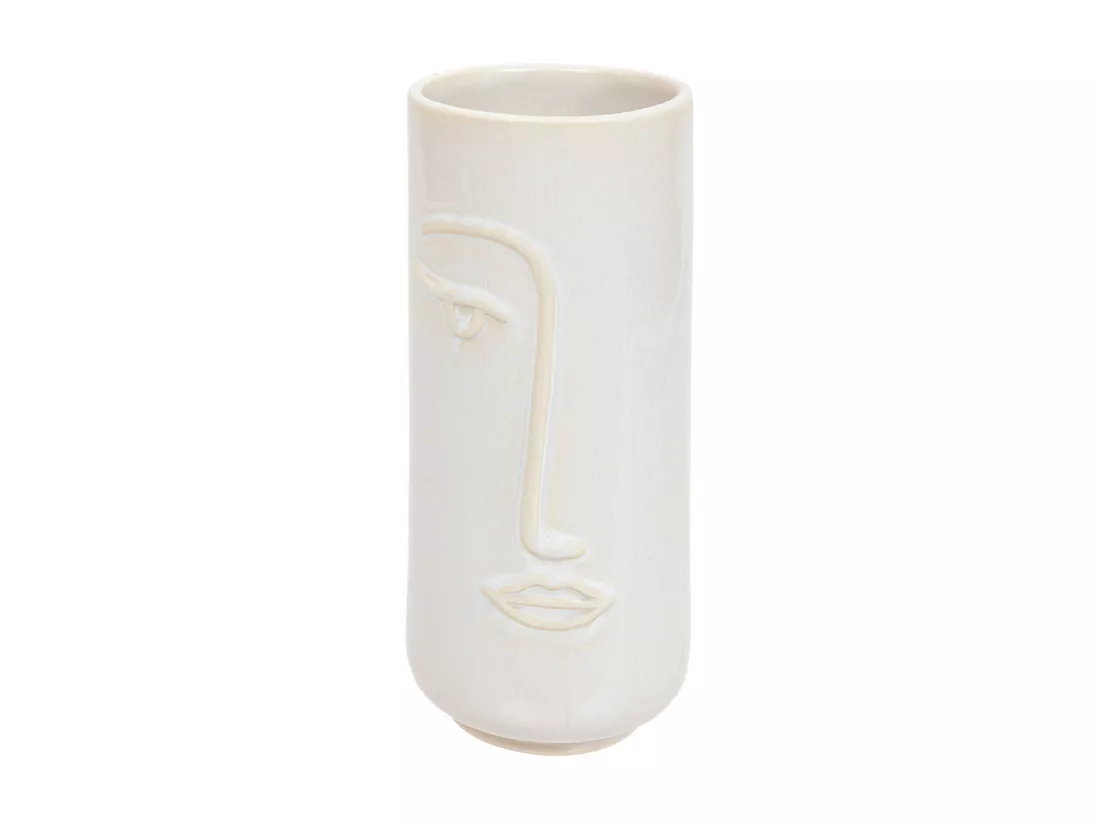 Vase Visage en céramique émaillée Blanche H 25 cm