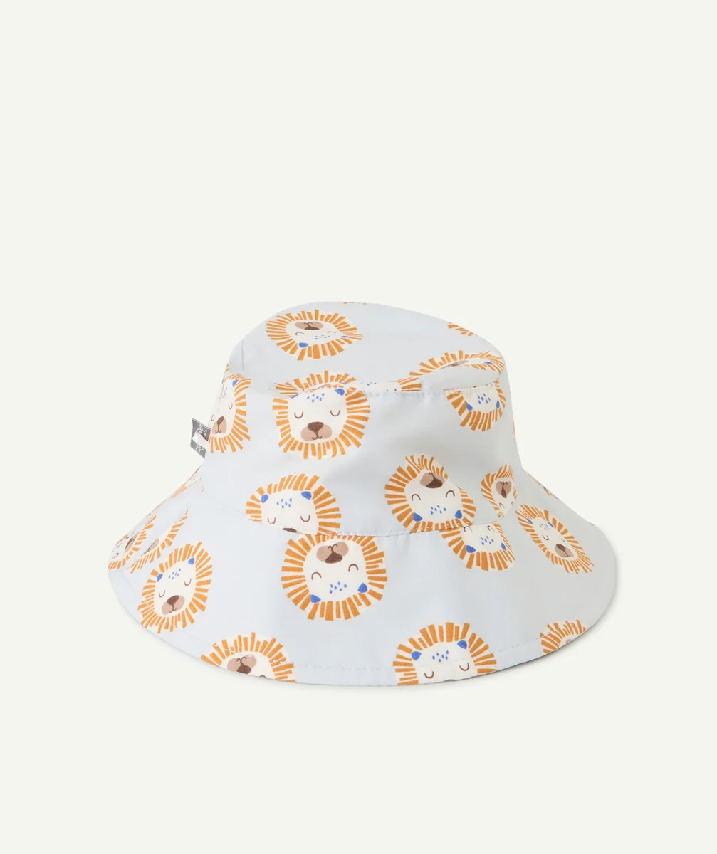 LASSIGBOB ANTI-UV BÉBÉ GARÇON RÉVERSIBLE BLEU AVEC IMPRIMÉ LION