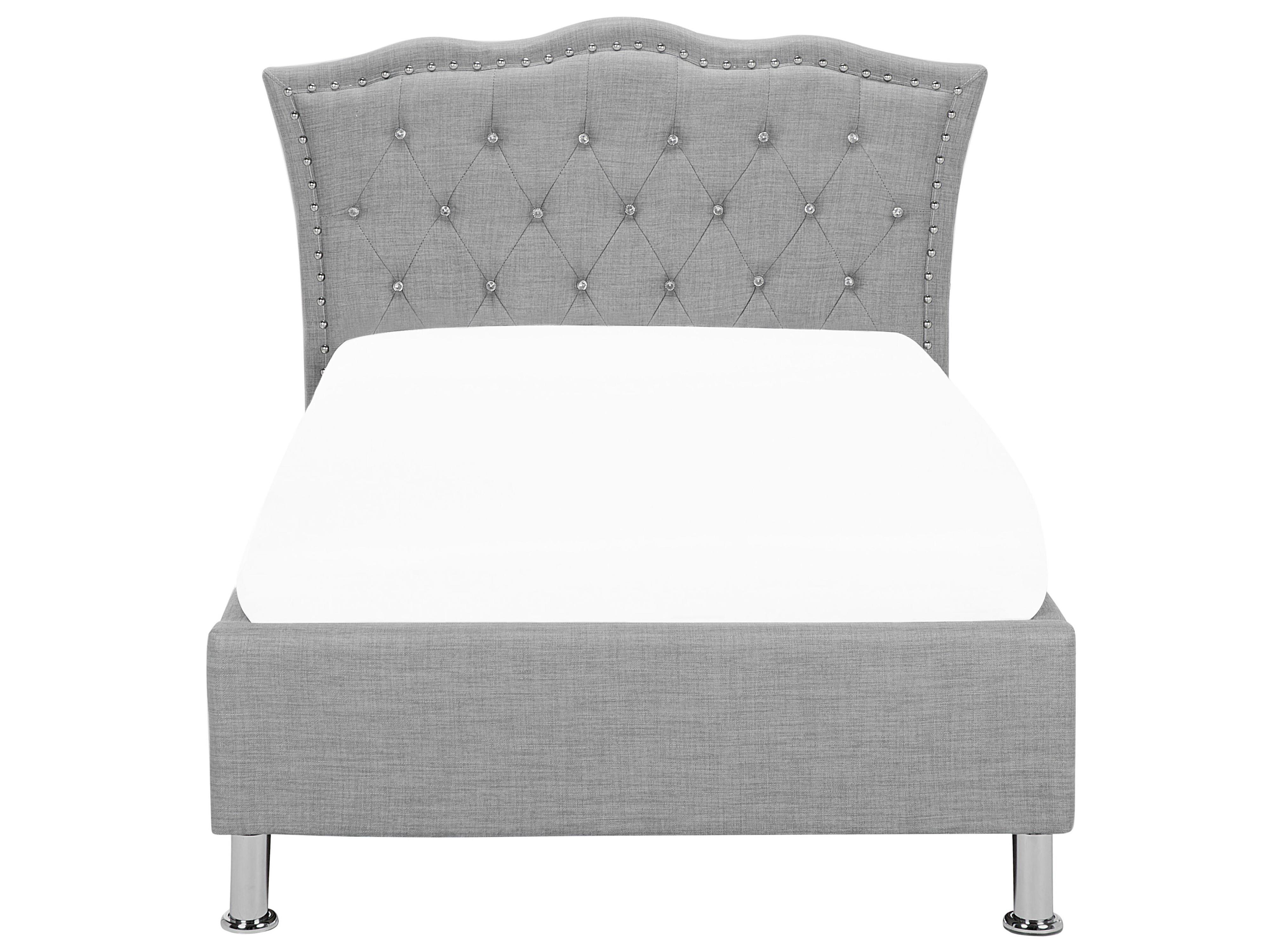 Bed met opbergruimte Stof METZ 90 x 200 cm Lichtgrijs