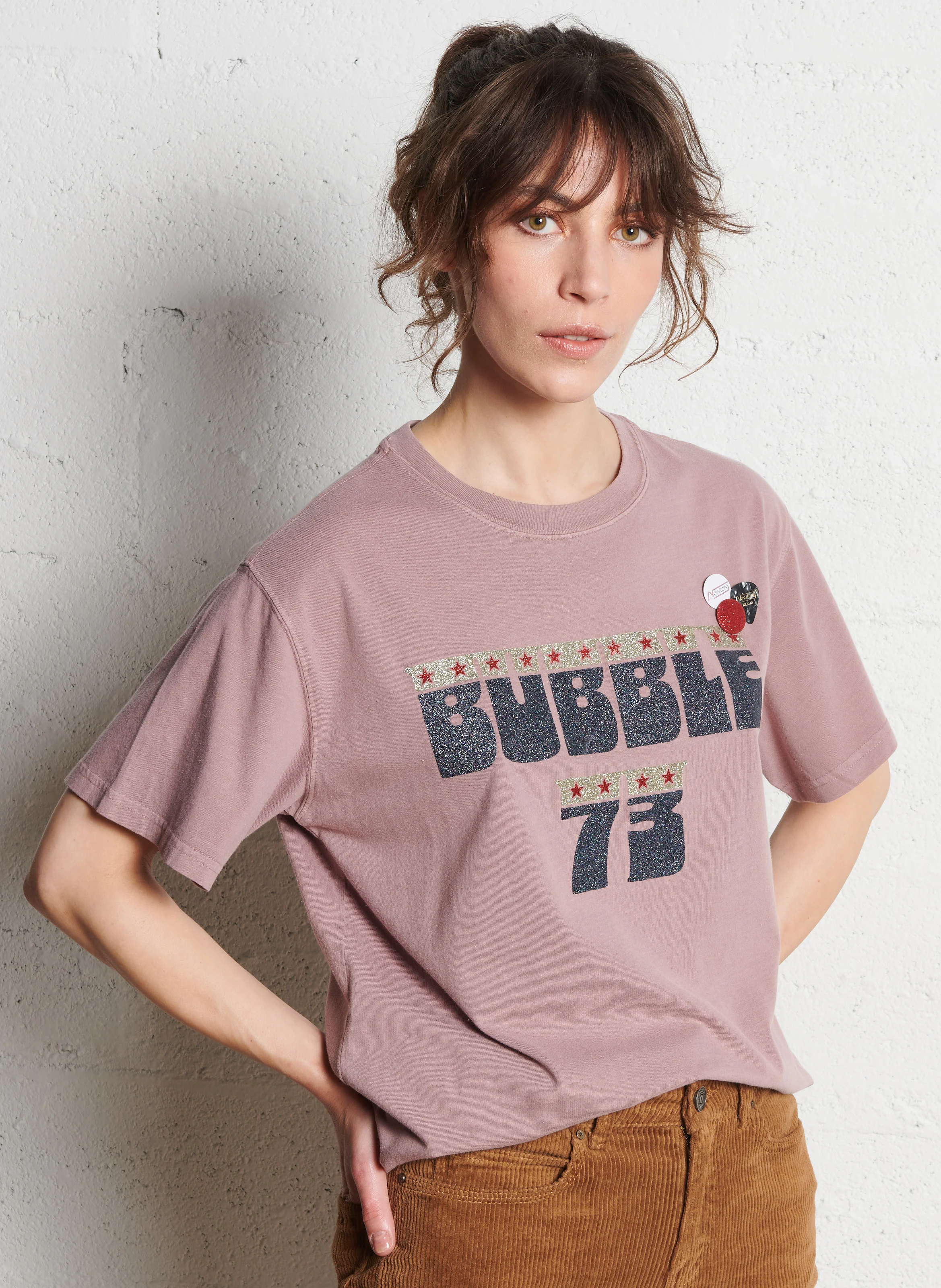 TRUCKER BUBBLE - Tee-shirt droit col rond sérigraphié en coton | Rose