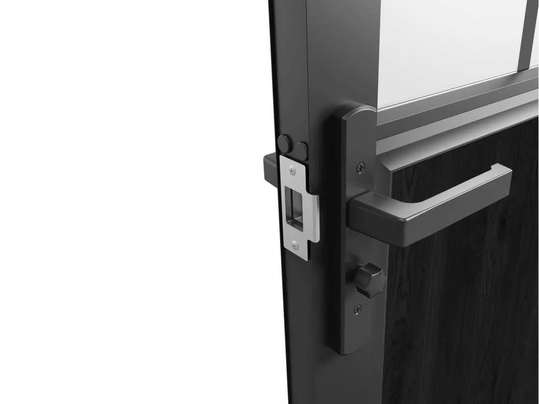 Bloc porte réversible à deux battants en aluminium et verre trempé dépoli style atelier - 2 x H204 x L93 cm - Noir - ERMELO