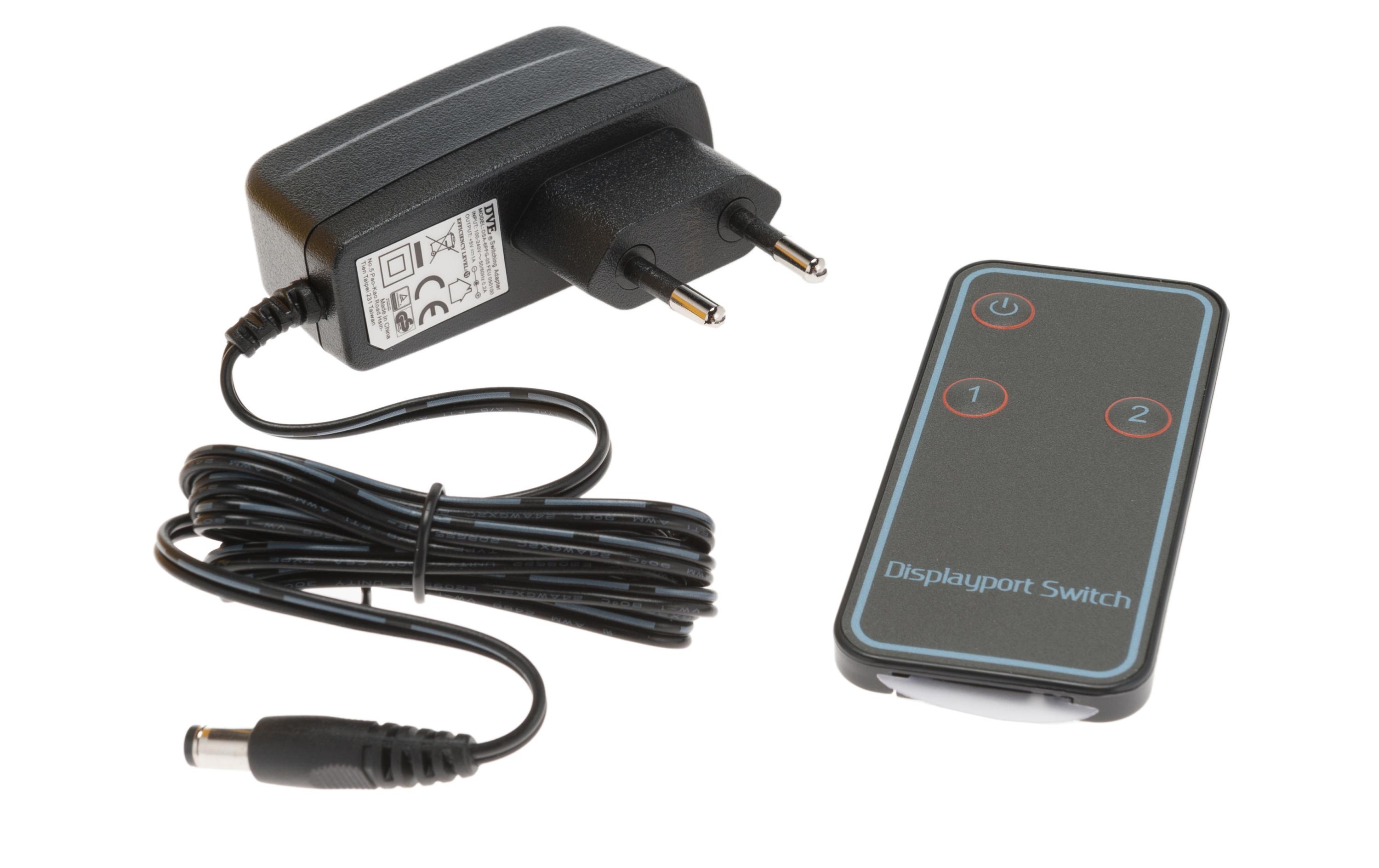 Switchbox Displayport, 2 Port, 4K support<br>Displayport Switchbox mit DP++ und 4K support