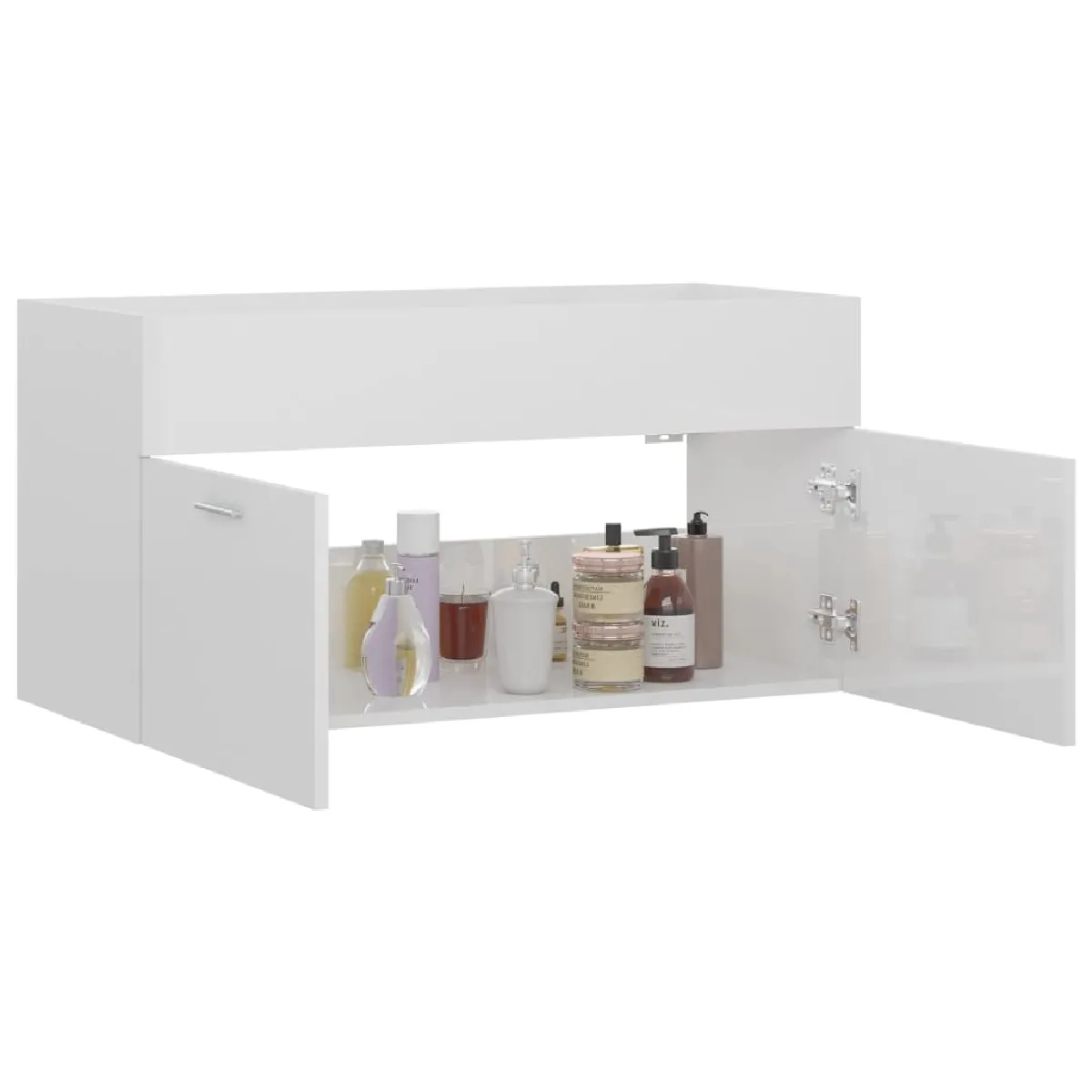 vidaXL Armoire d'évier Blanc brillant 90 cm