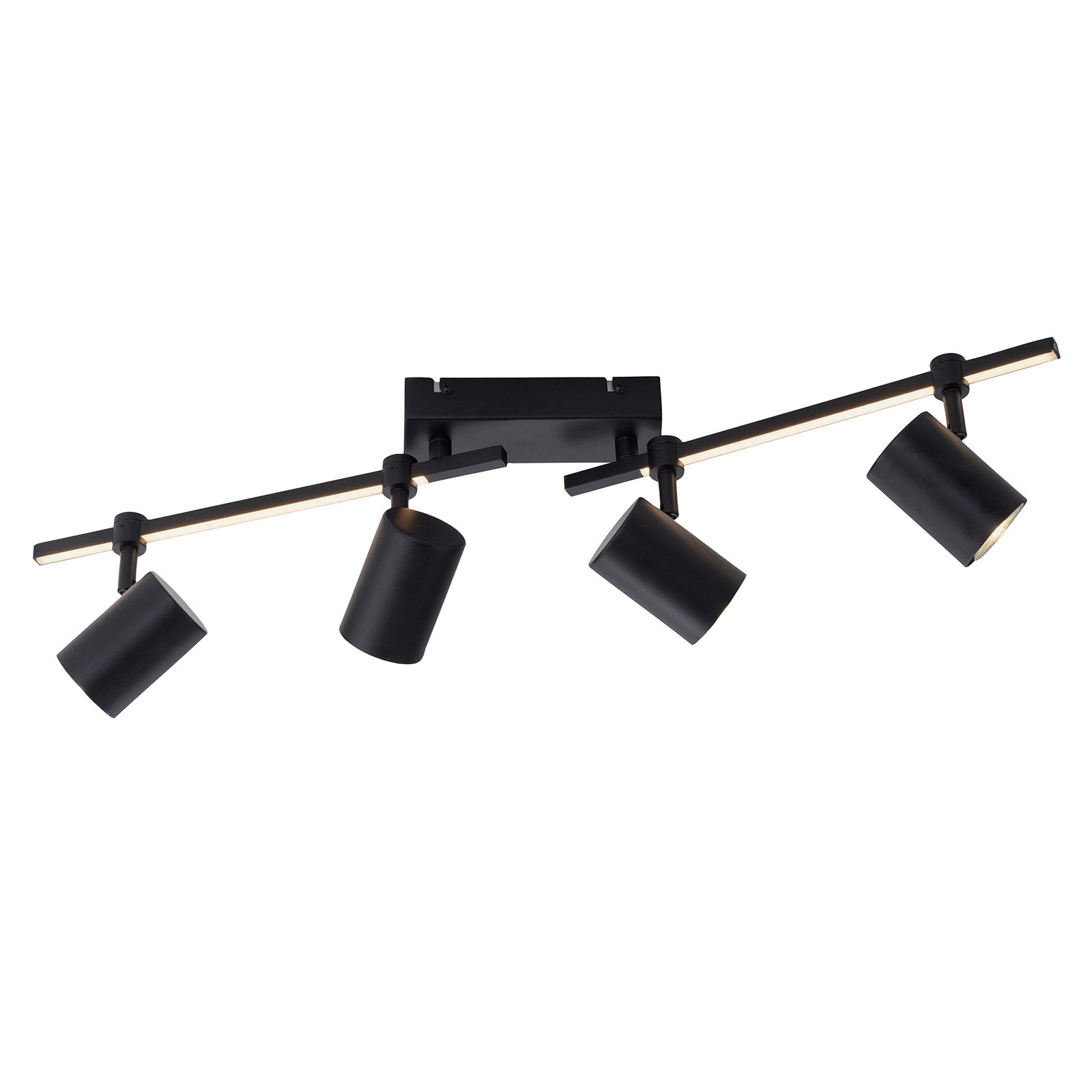 LED-Spotbalken - Metall - schwarz - 4-flammig - schwenkbar
