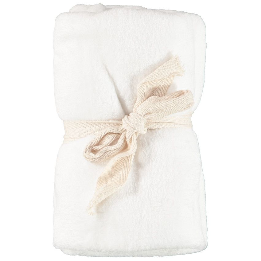Couverture en sherpa unie 75x75 cm - Ecru