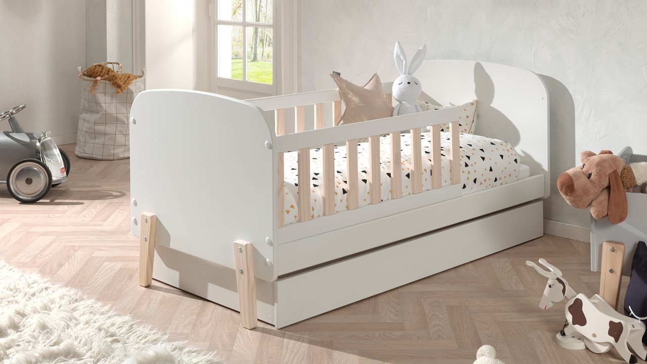 Peuterbed Kiddy met bedlade wit