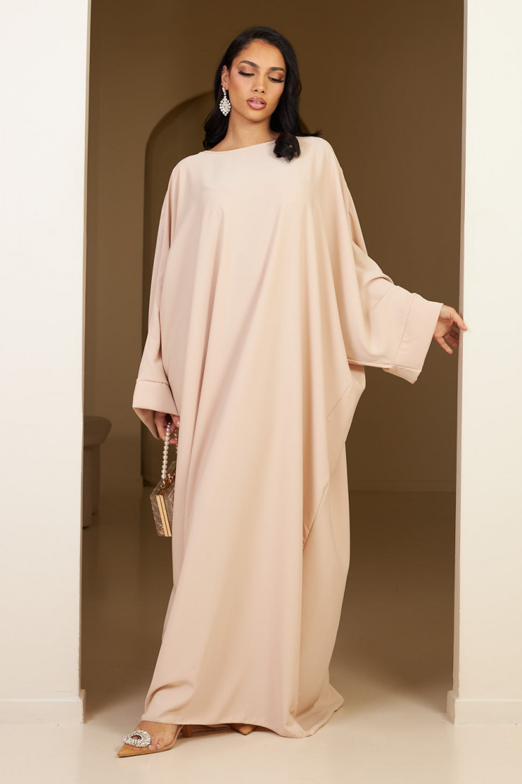 Abaya beige satinée uni