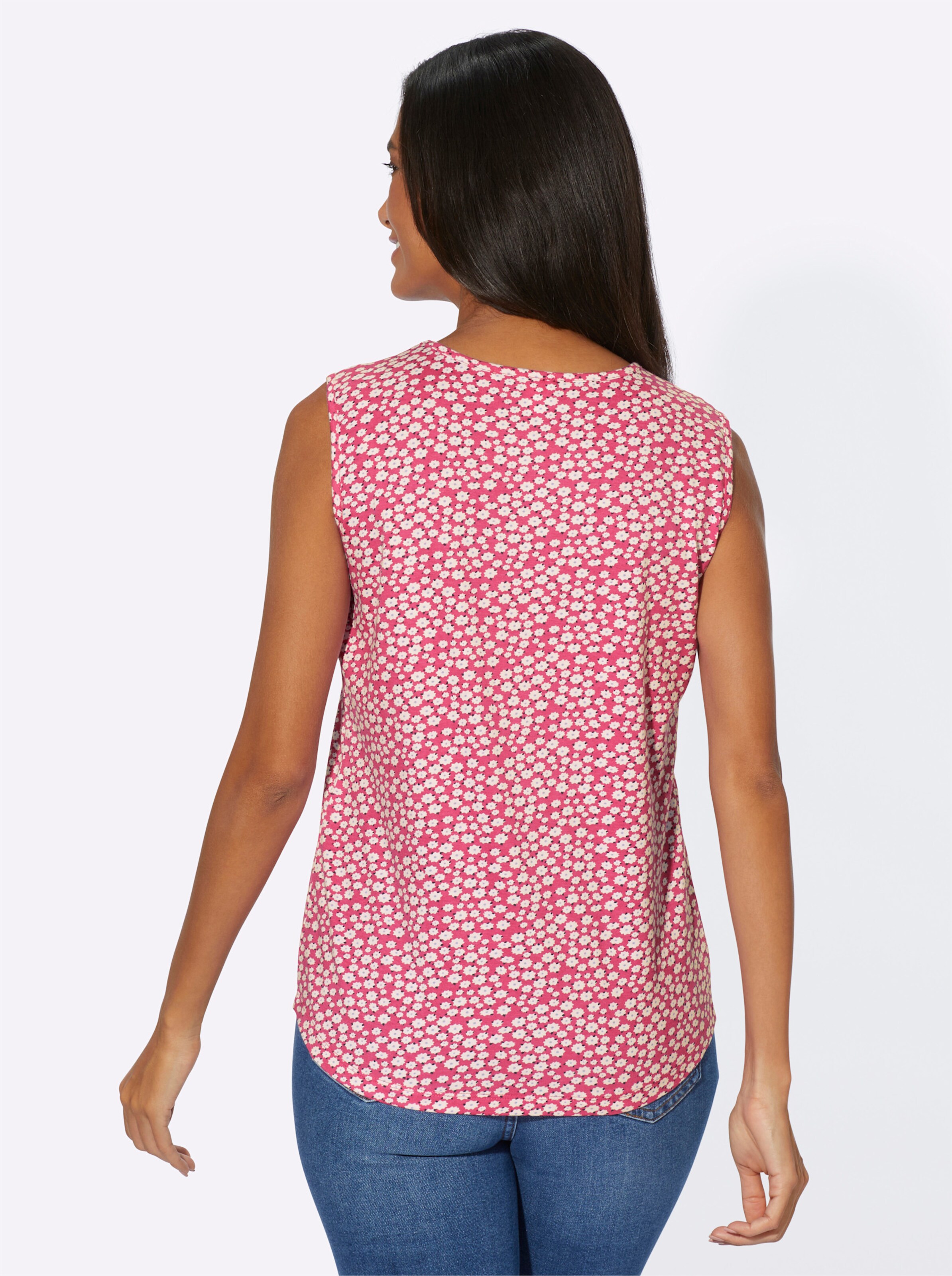 Shirttop in fuchsia + fuchsia-weiß-bedruckt