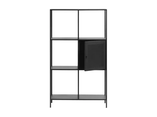 Abel - Bibliothèque 1 porte, 5 niches en métal H135cm : Couleur - Noir