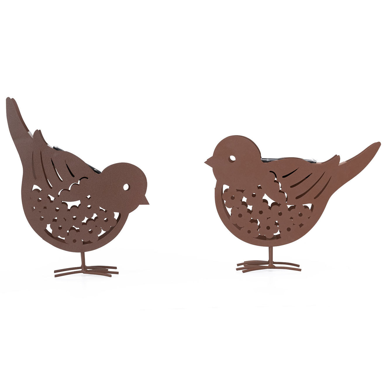 Pratik Garden 2 Lampes oiseaux solaires marron - 20x7x16 cm