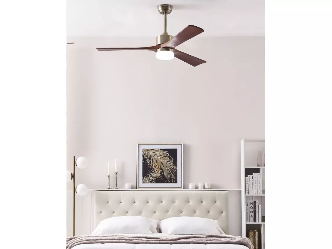 Ventilateur de plafond avec lampe ARUWIMI Avec télécommande Laiton