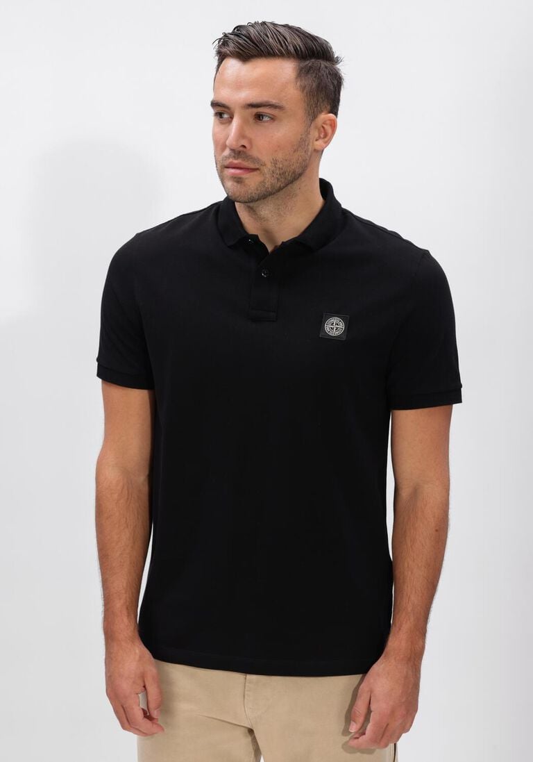 zwarte stone island polo ss polo s0017