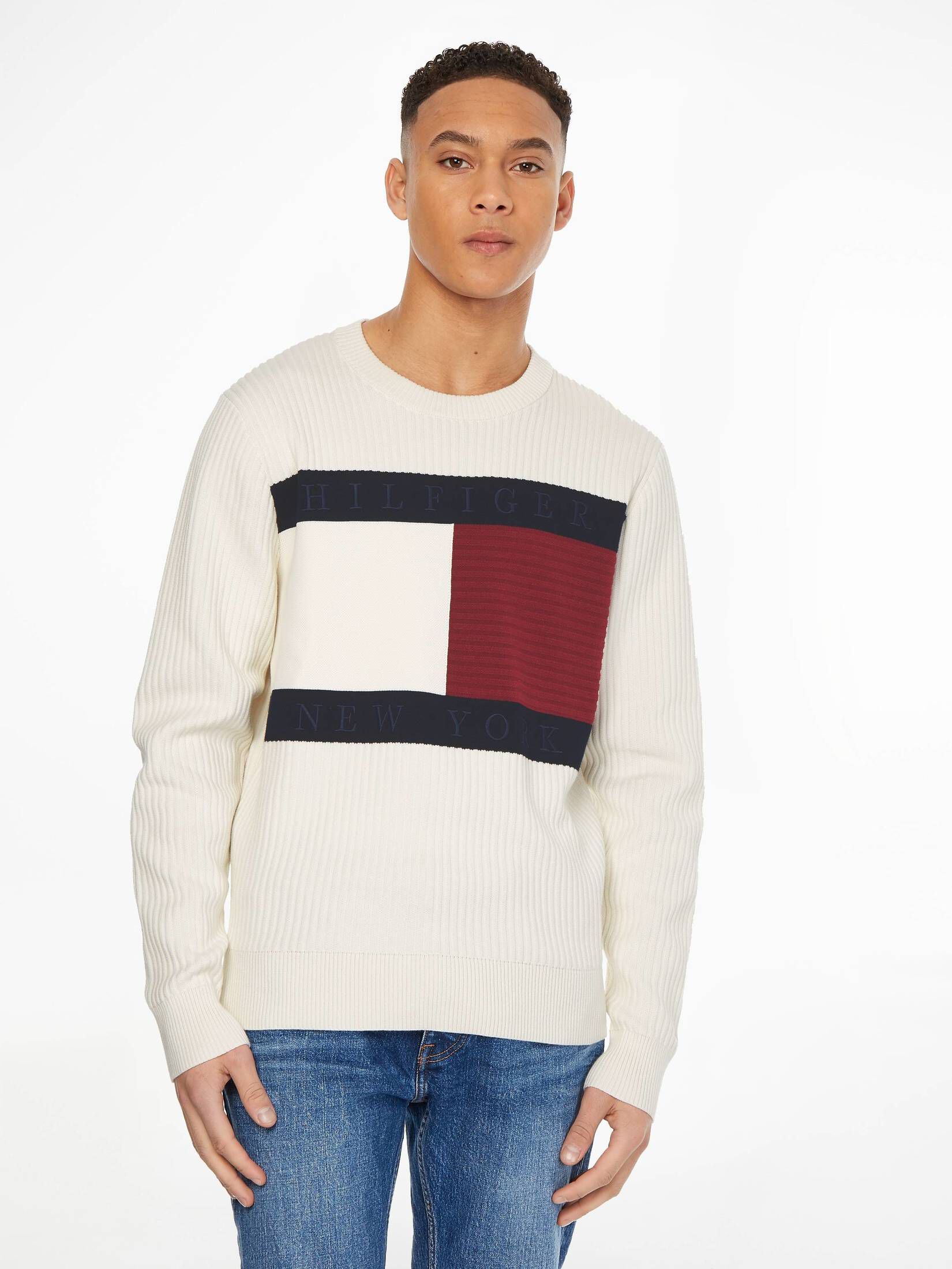 Tommy Hilfiger| Herren Pullover HILFIGER STRUCTURE FLAG CREW