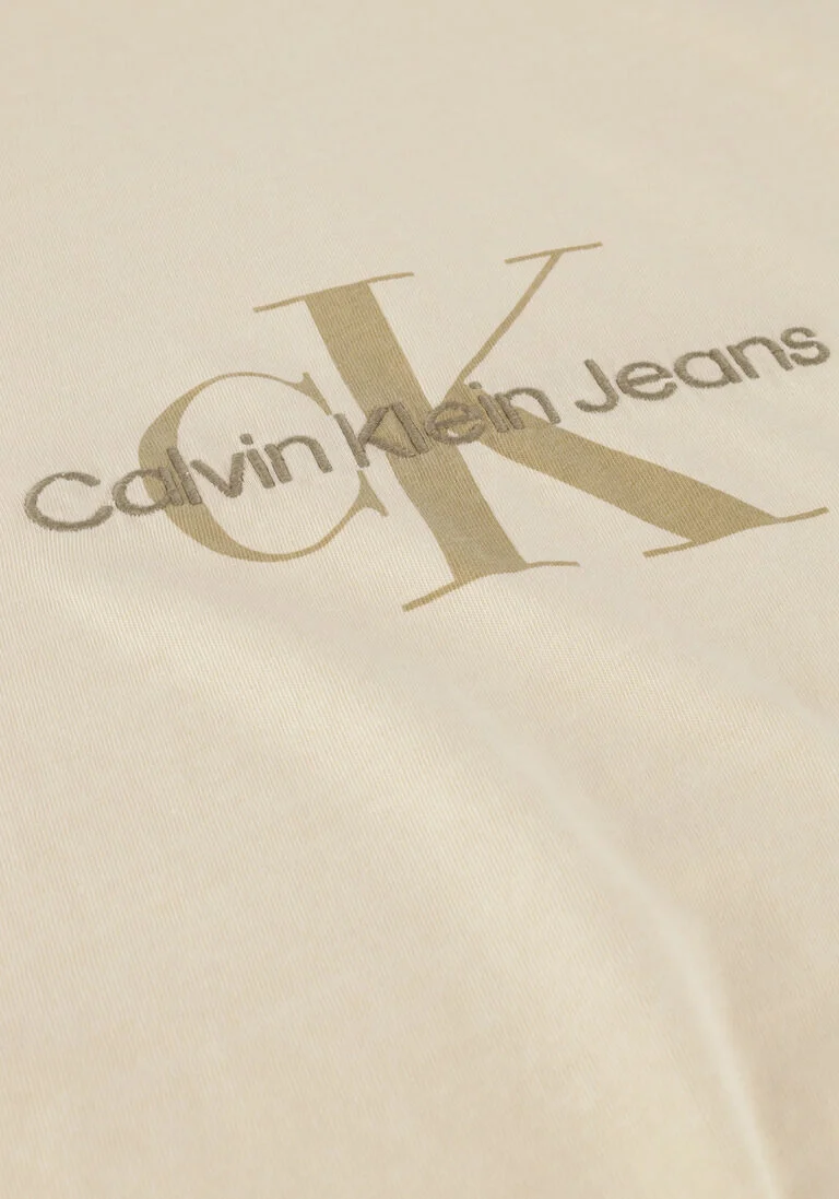 CALVIN KLEIN beige calvin klein t-shirt monologo mineral dye tee
