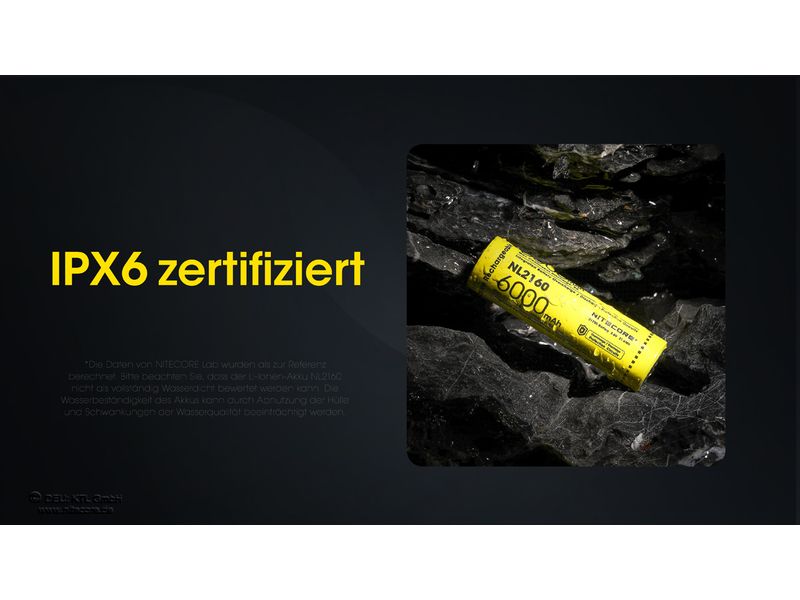 Nitecore Akku NL2160 6000 mAh Akku für verschiedene Nitecore-Stirnlampen
