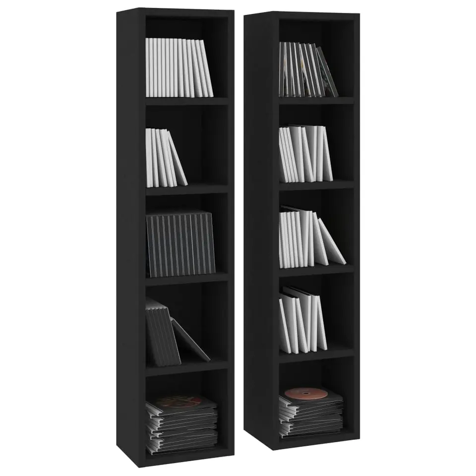 vidaXL - Cd-kast - Zwart - Bewerkt hout - 2 stuks