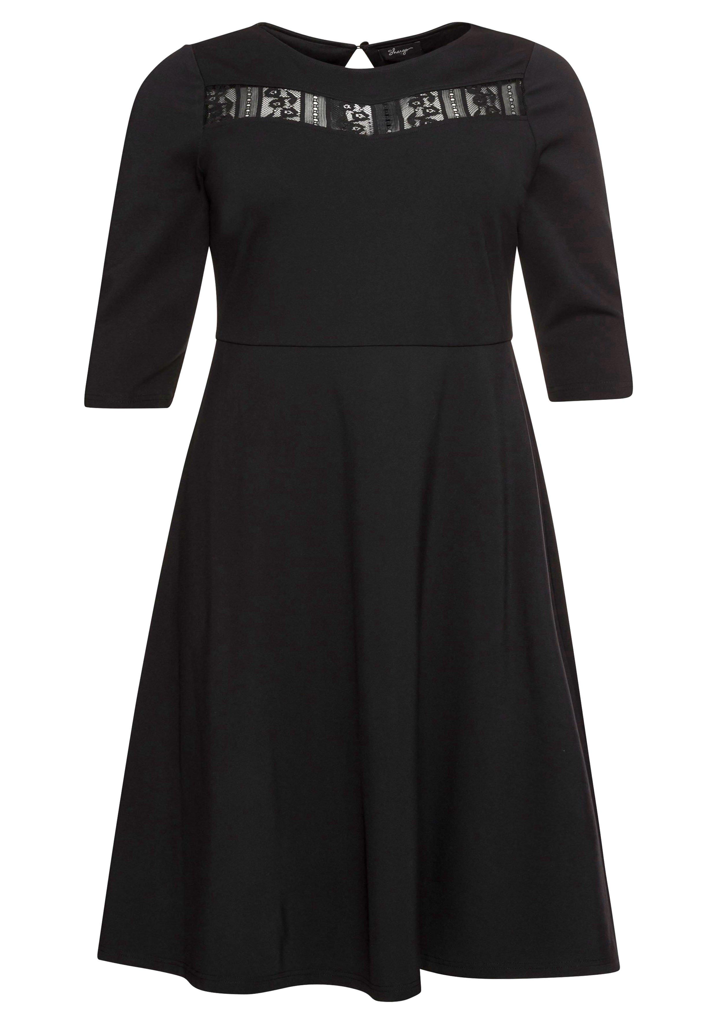 Cocktailkleid  mit U-Boot-Ausschnitt und Spitzeneinsatz