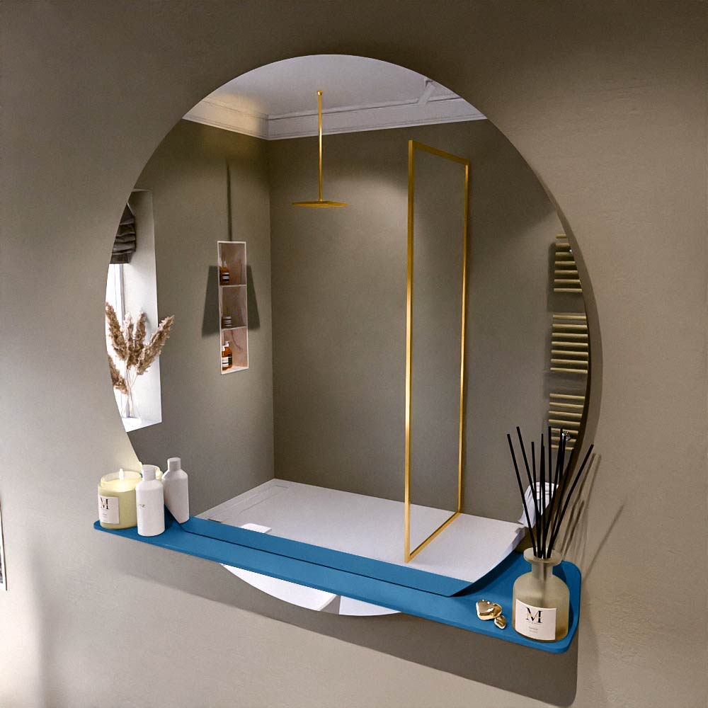Mondiaz Spot spiegel rond Ø120cm met planchet jeans