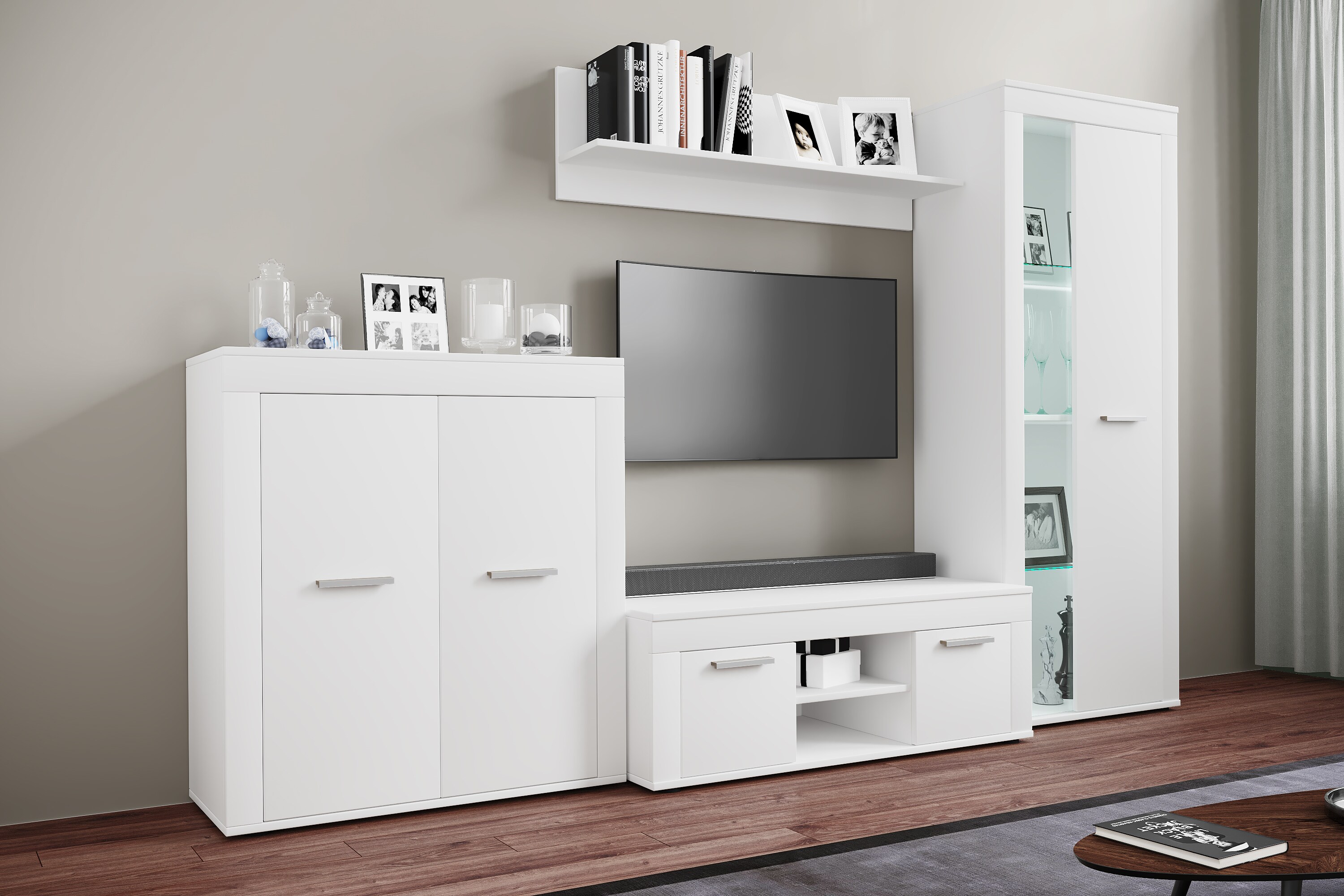 VCM Holz TV Lowboard Möbel Fernsehschrank Tisch Konsole Fernsehtisch Breite 102 cm Usilo L