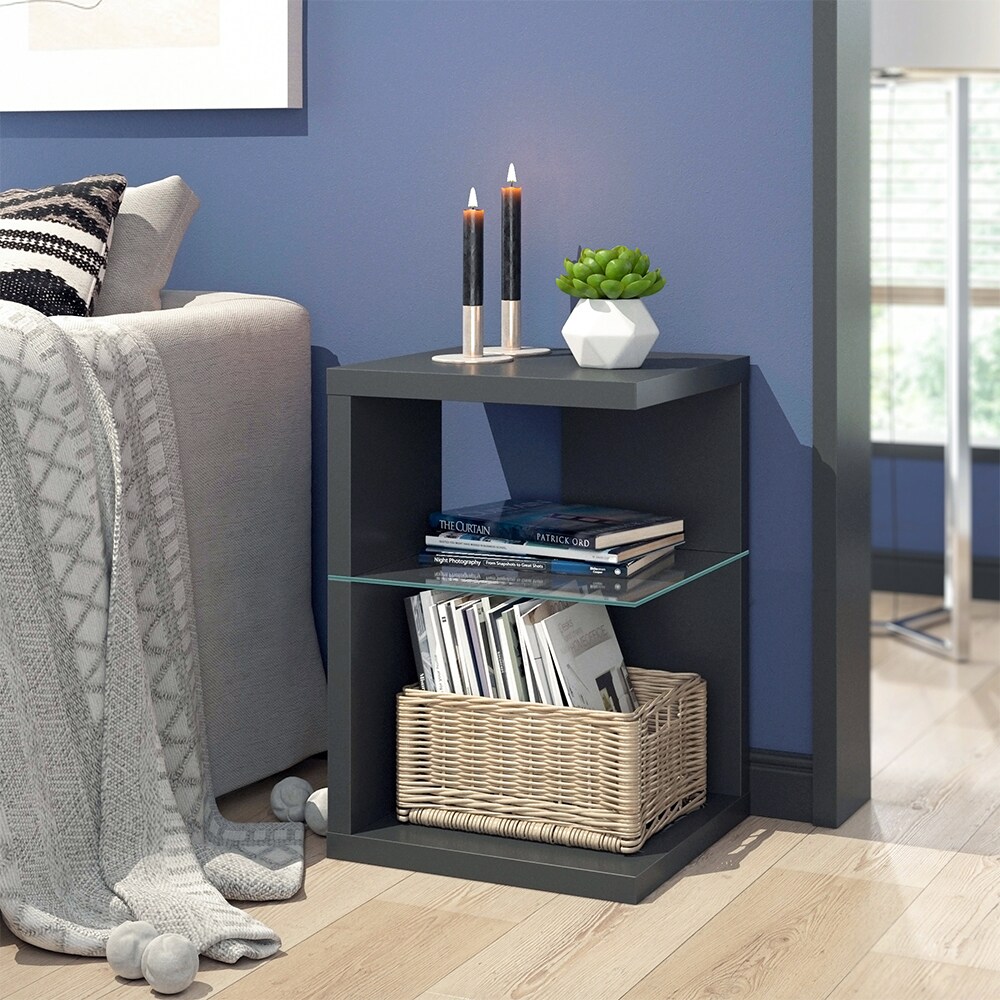 Vicco Beistelltisch Derby Anthrazit 40 x 59 cm Glasboden