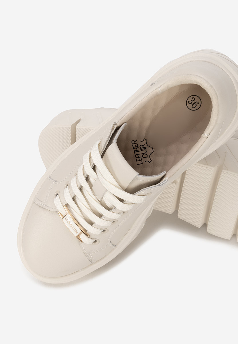 Baskets pour femme en cuir beige Nabashia V2