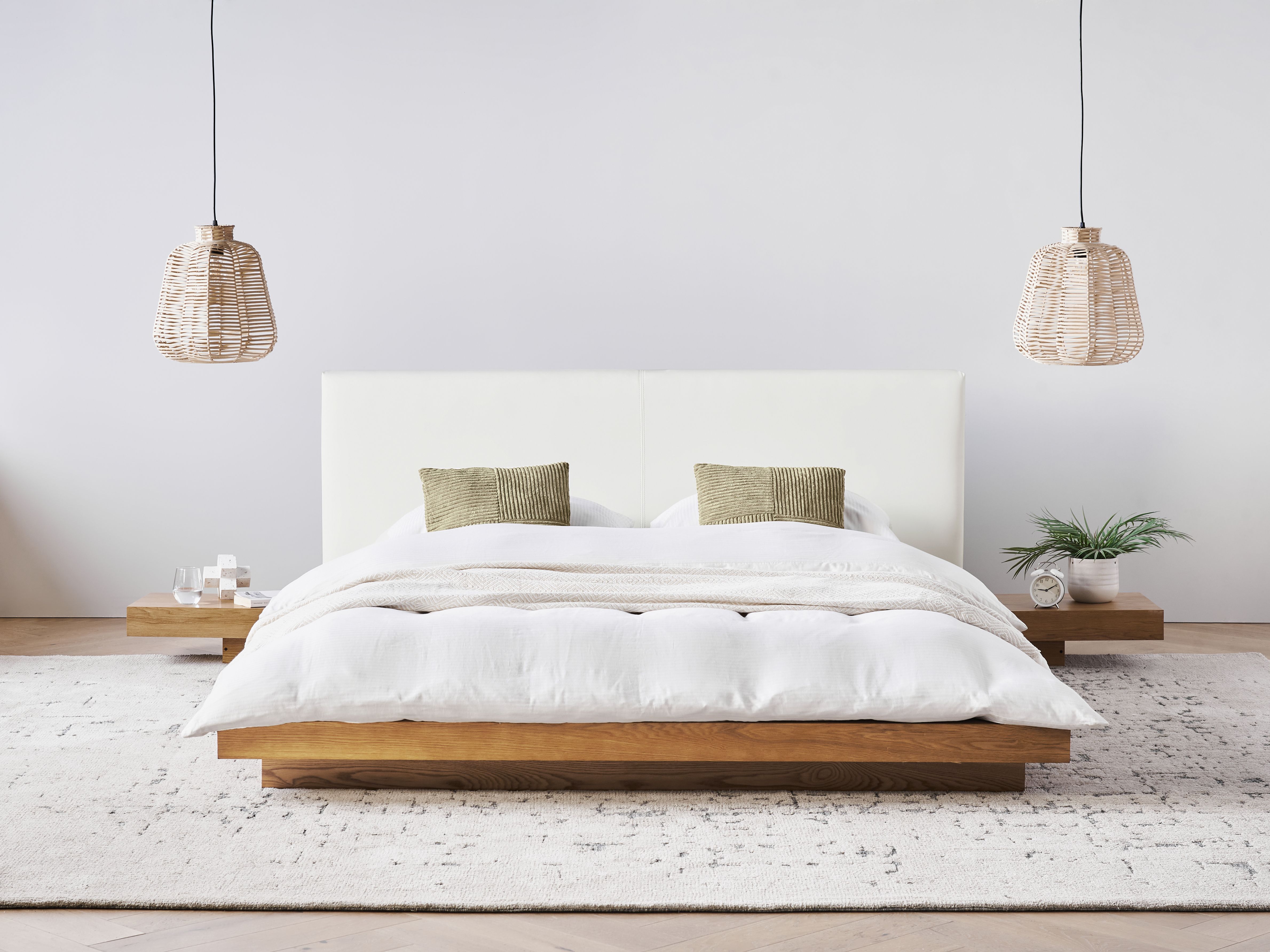 Waterbed Kunstleer ZEN 160 x 200 cm Natuurlijk essenhout