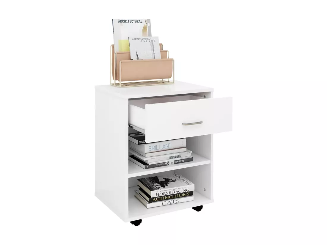 Armoire à roulettes Blanc 46x36x59 cm Bois d'ingénierie