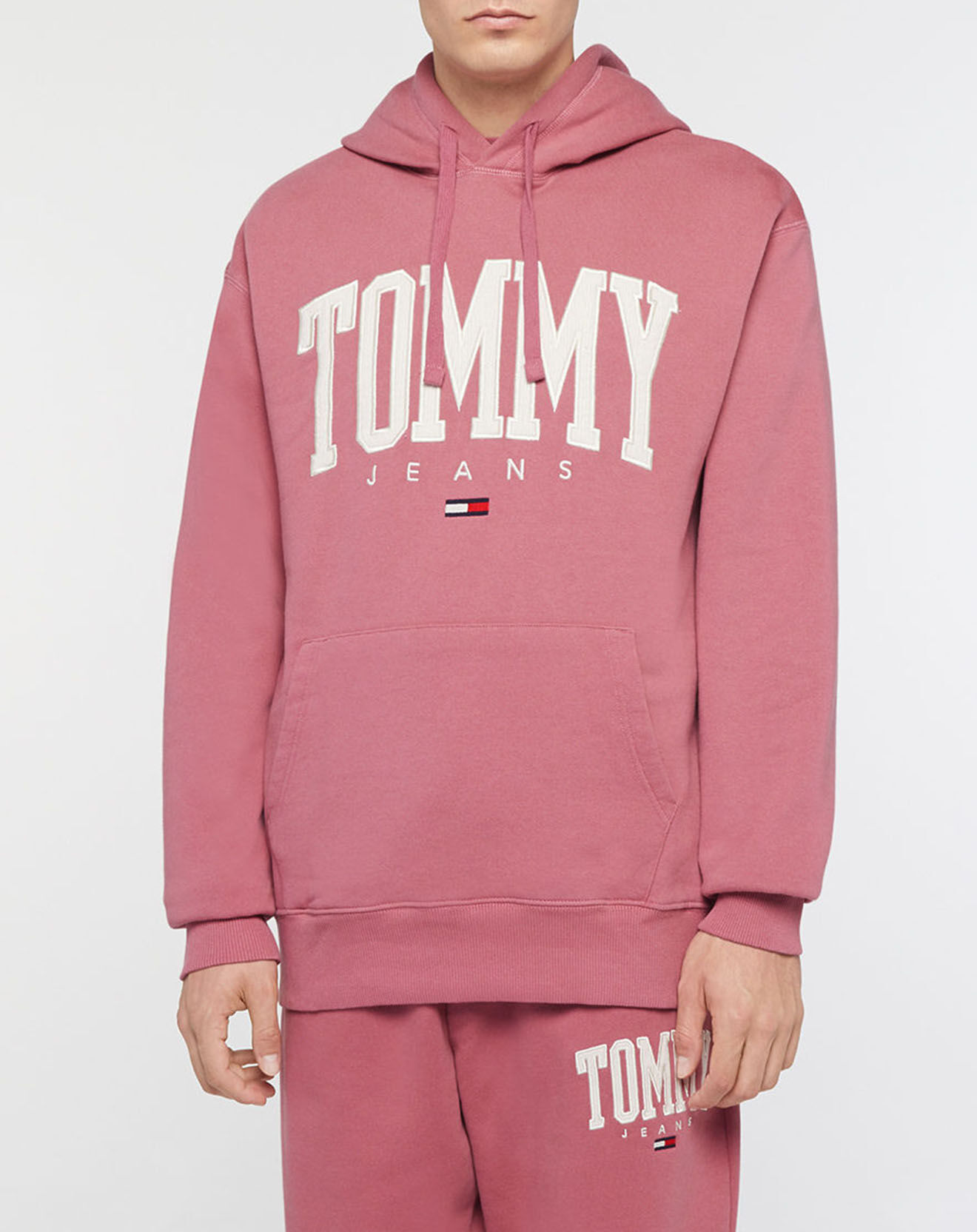 Tommy Jeans Sweat en Coton Bio Abo Tjm Collegiate rose foncé