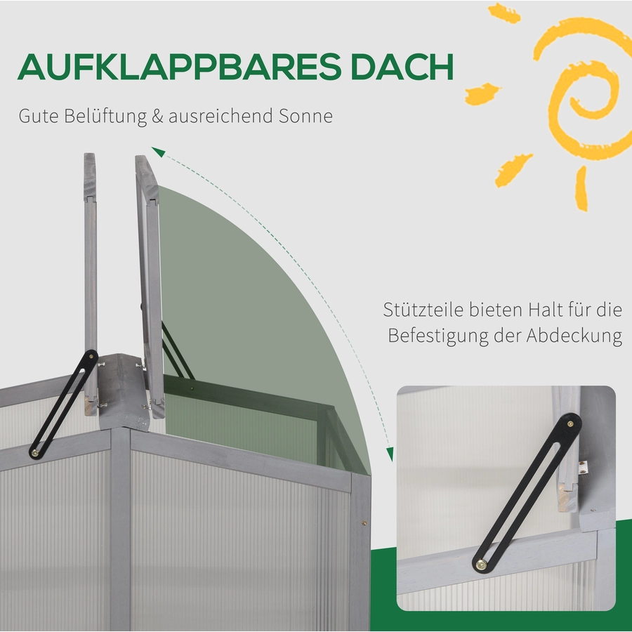 Outsunny Hochbeet mit Holzrahmen hellgrau