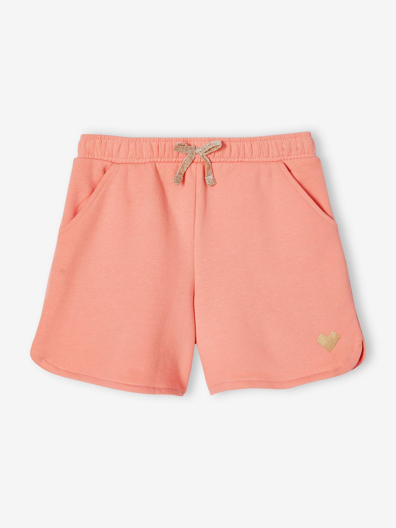Shorts esportivos de lã cor pêssego para meninas