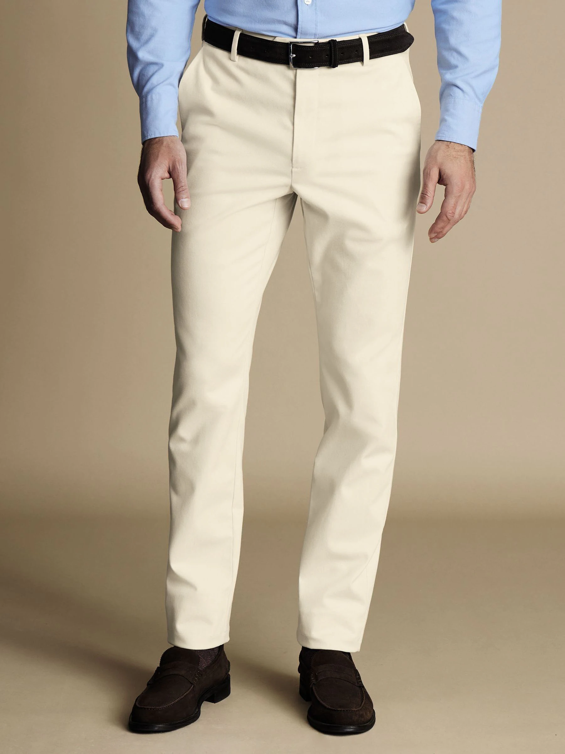 Naturel Cream - Charles Tyrwhitt Classic Fit ultimate chino zonder plooien