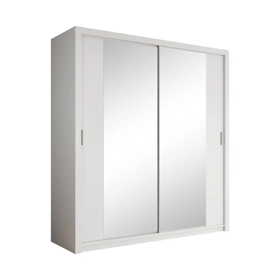 Meubella - Kledingkast Blake - Wit - 200 cm - Met spiegel
