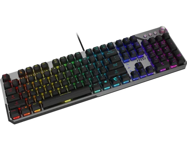 MSI STRIKE 600 SILENT US, Ledningsført, USB, Mekanisk, QWERTY, RGB LED, Sort