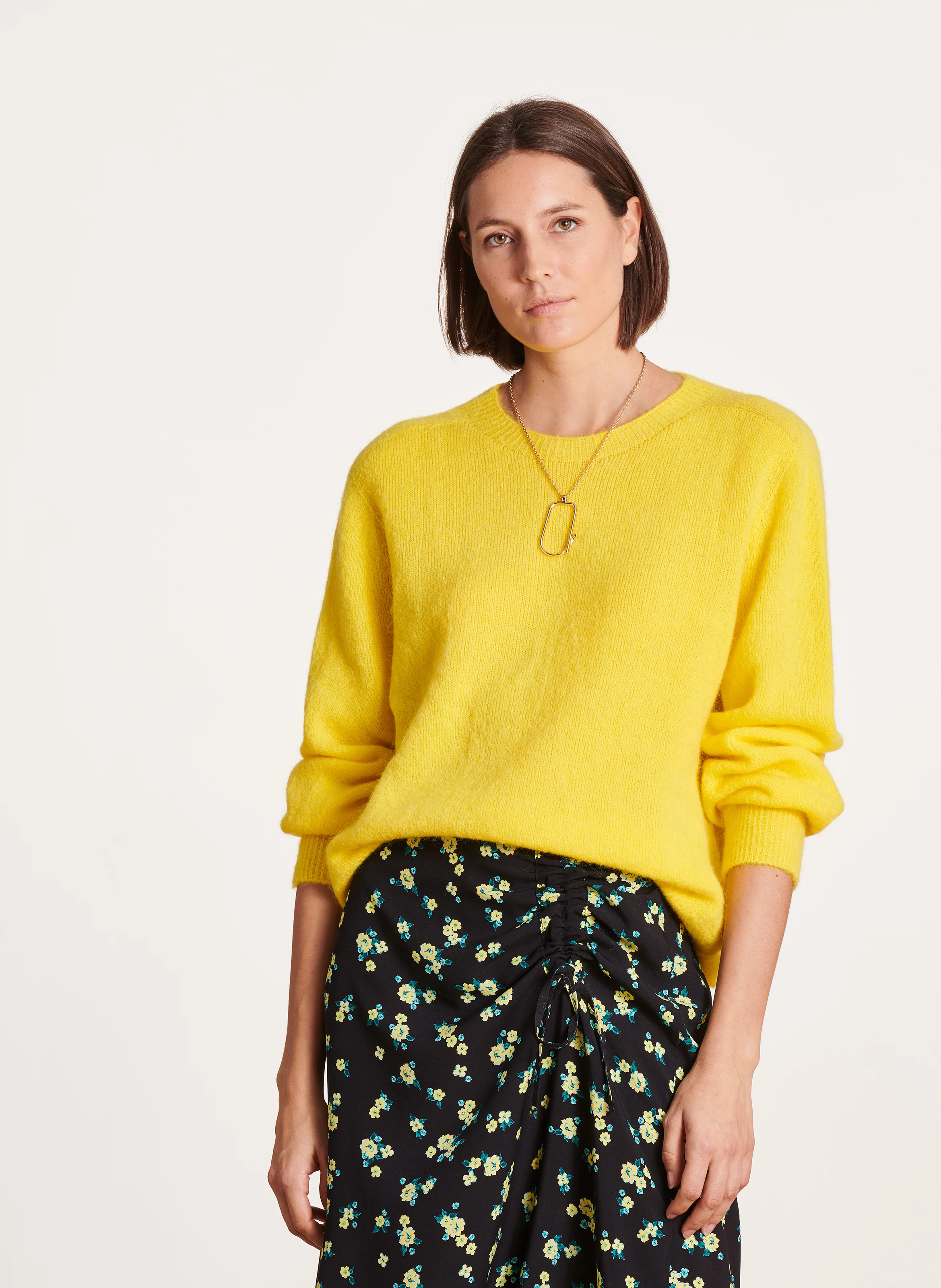 Pull droit en maille | Jaune