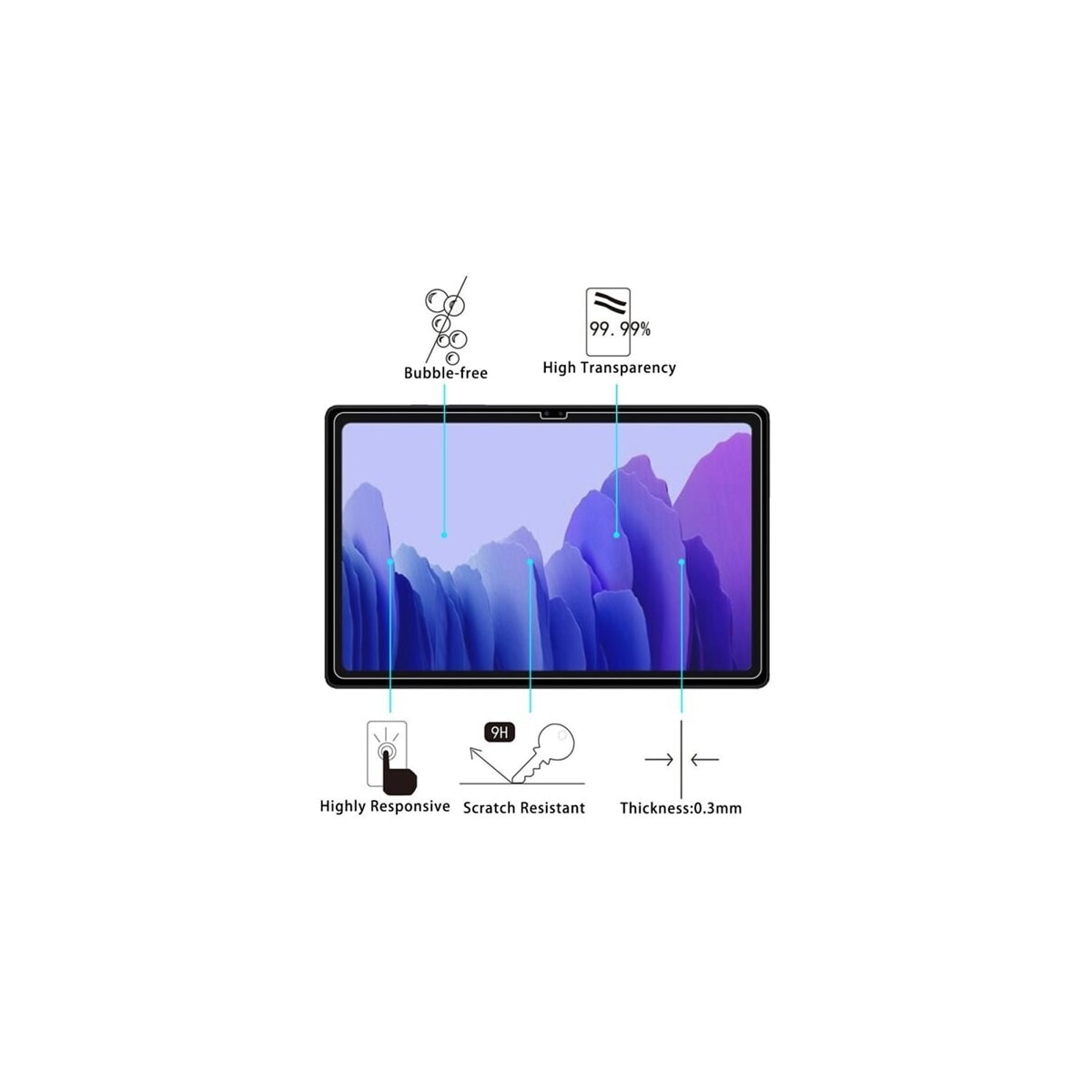 Temperert beskyttelseglass til Samsung Galaxy Tab A7 T500 2-pk