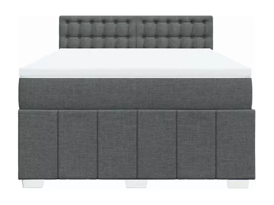 Sommier à lattes de lit avec matelas Gris foncé 140x190cm Tissu