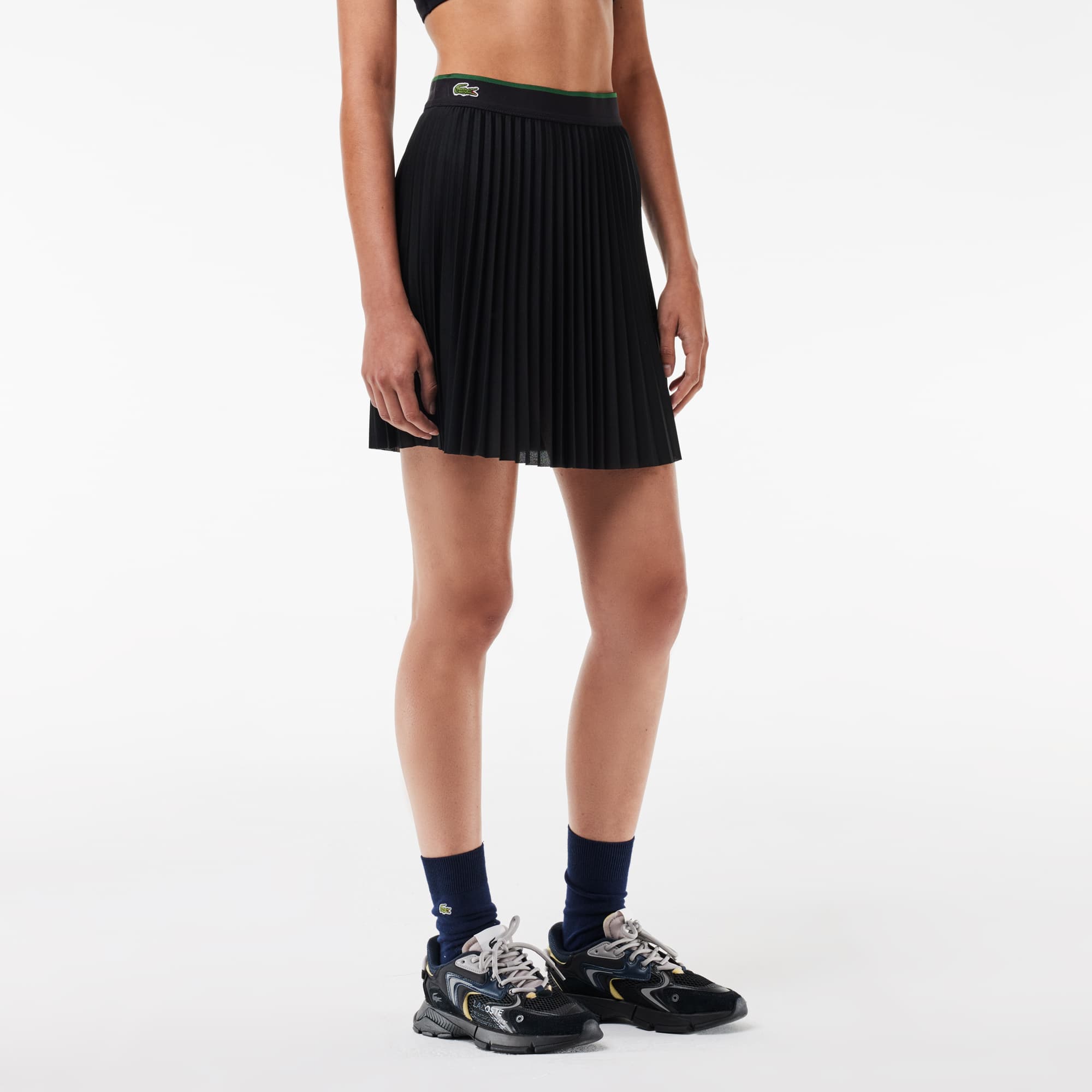 Jupe courte plissée avec ceinture élastiquée Robes & Jupes - Noir - Lacoste - Femme