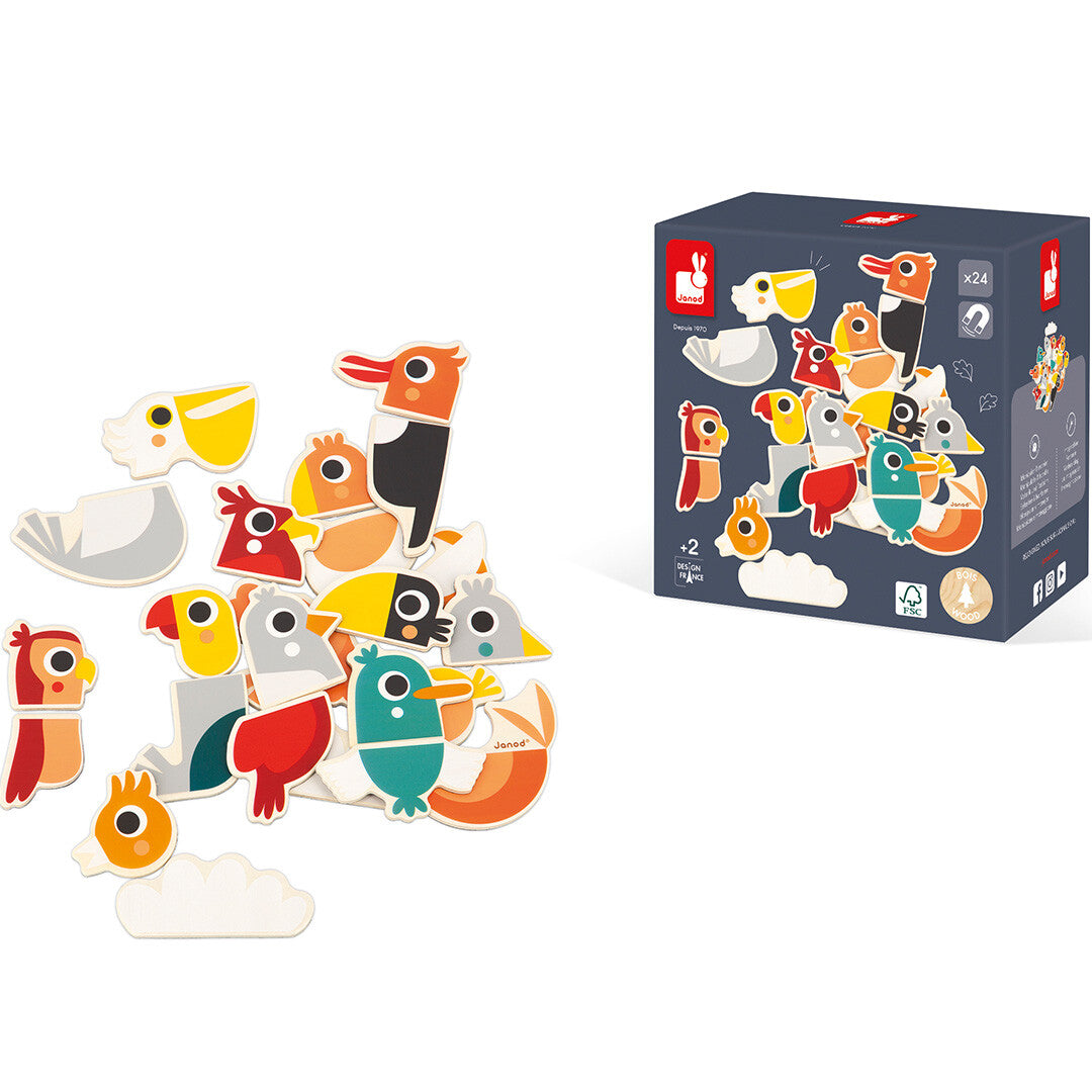 Janod magneten mix&match vogels - 24st