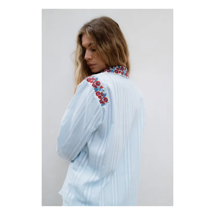 JoSephine Chemise Mojito Broderies Rayures | Bleu ciel