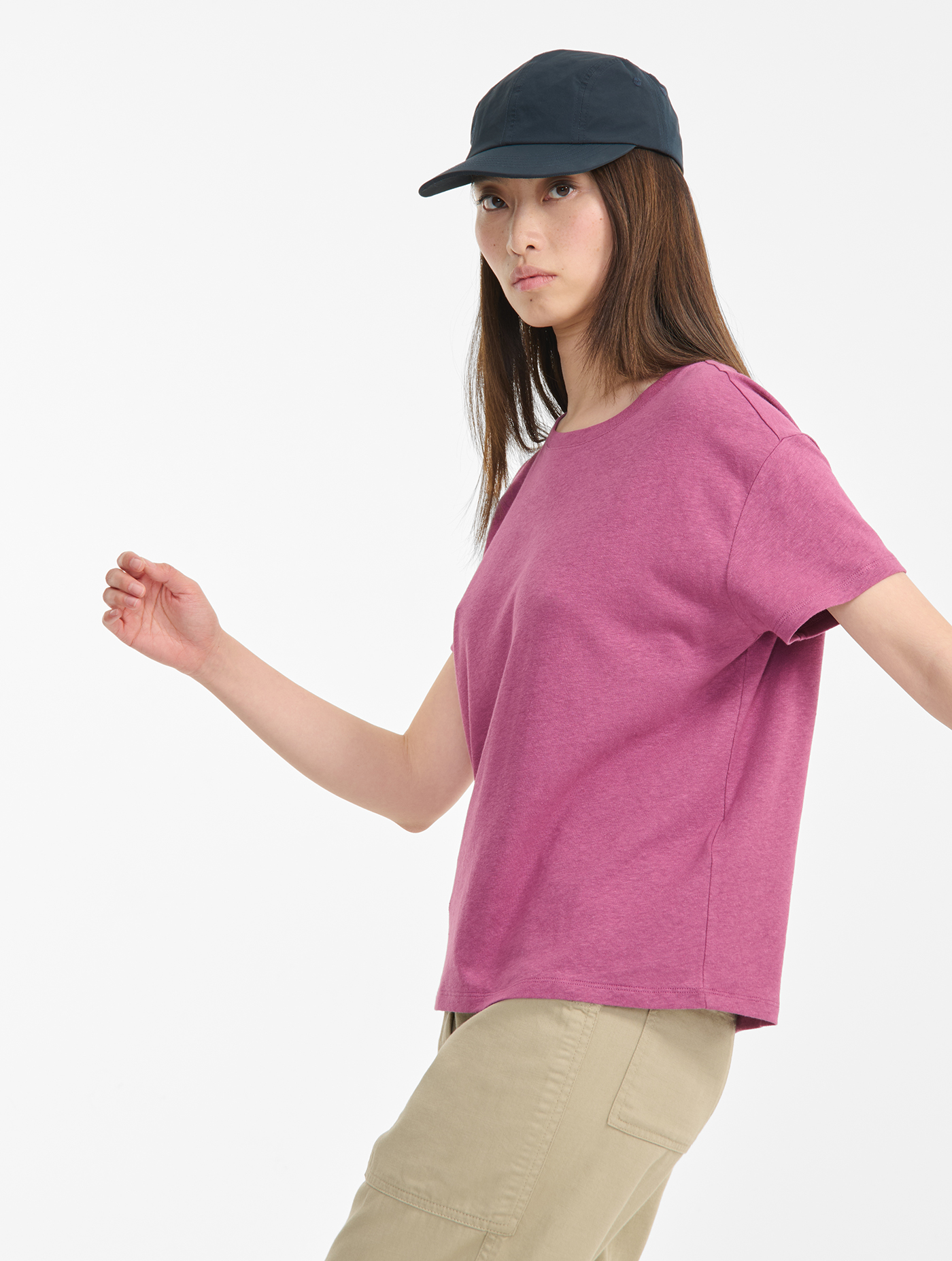T-shirt col rond en coton et lin PARME