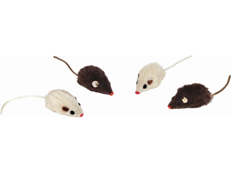 Nobby Katzen-Spielzeug Plüschmaus mit Rassel, 4 Stück, 5 cm Für ein langes Spielvergnügen Ihrer Katze