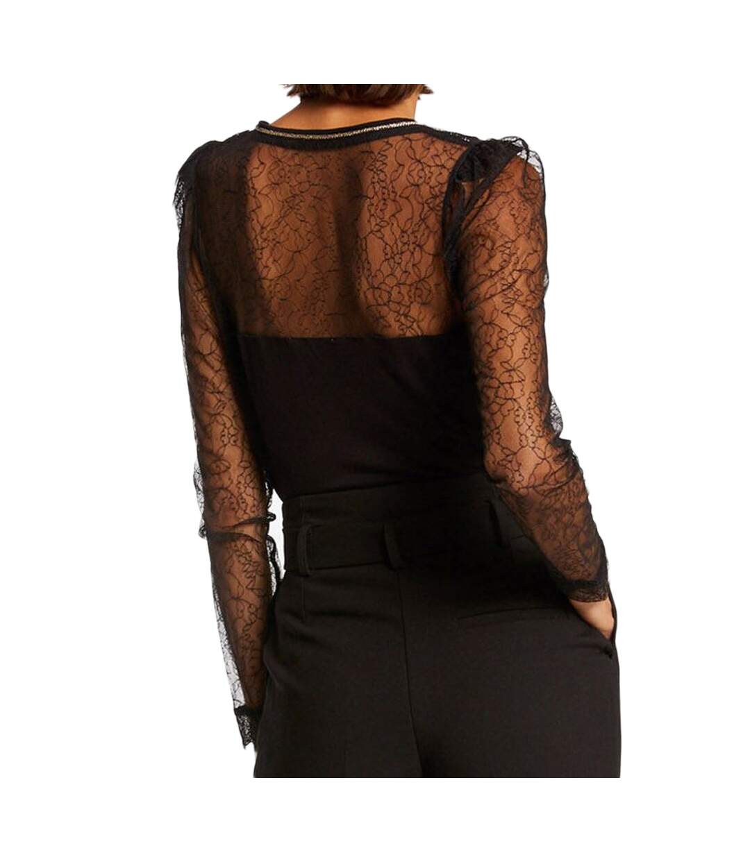 Top Noir dentelle Femme Morgan Tuc