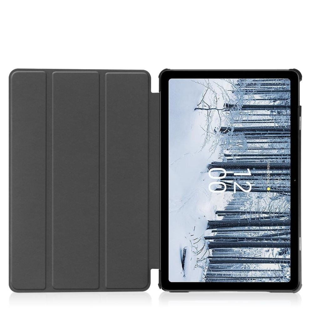 Nokia T21 Leder Tasche Smart Cover Hülle - Schwarz