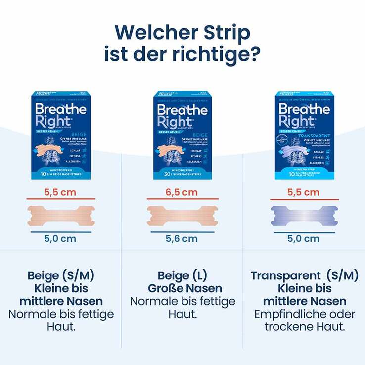 Besser Atmen Breathe Right Nasenpflaster normal transparent , 10 St