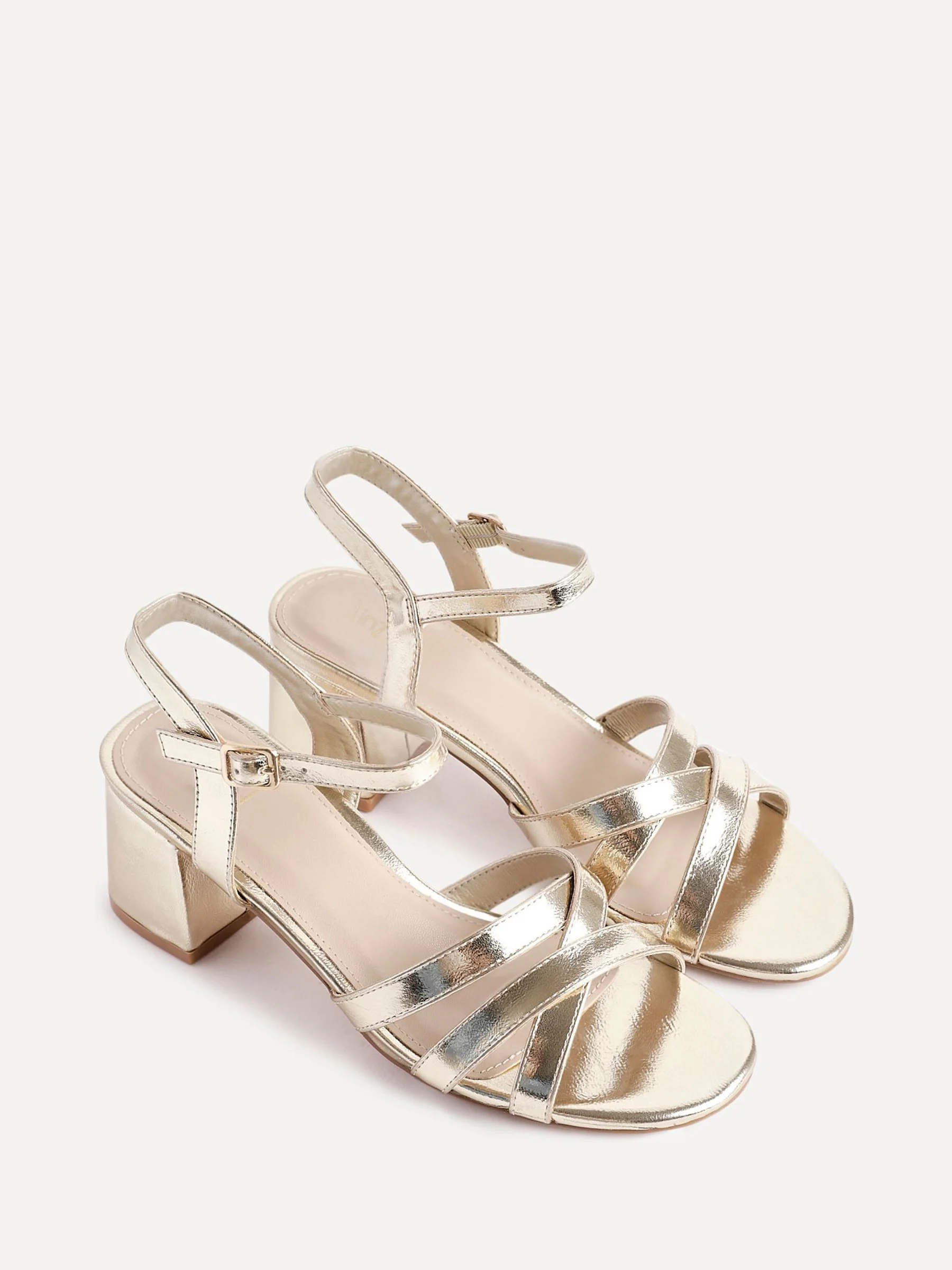 Goud - Linzi Flair Heeled With Cross Front Straps Sandals