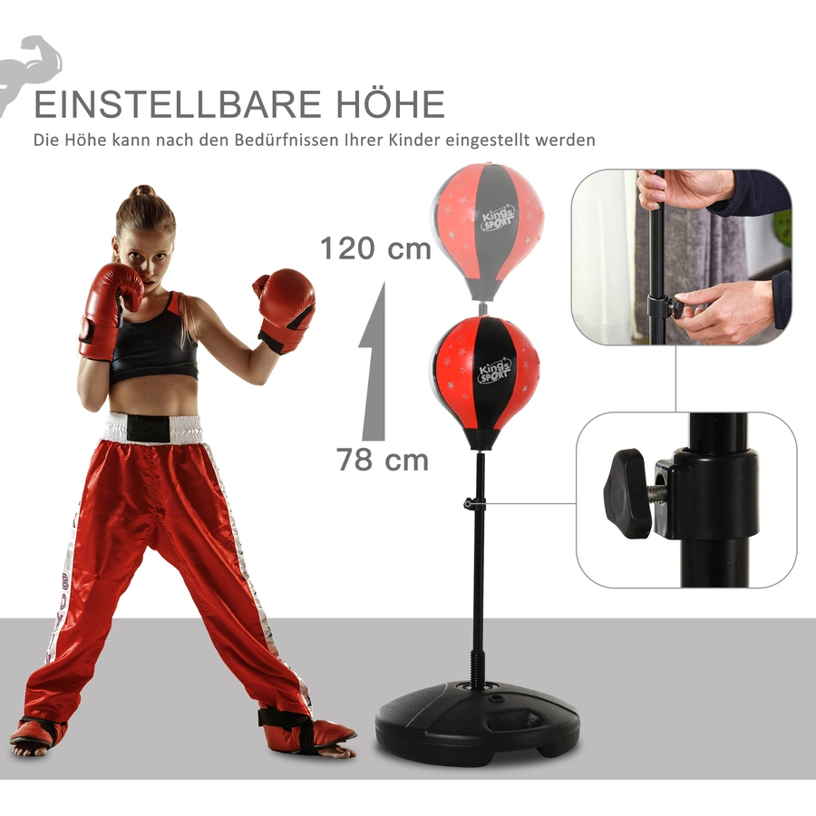 HOMCOM Kinder Punchingball-Set mit Boxhandschuhe schwarz, rot
