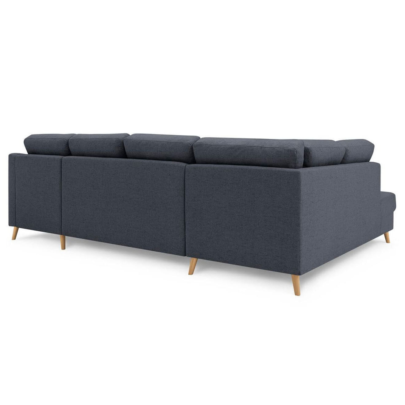 Bobochic Canapé d'angle panoramique convertible droit Sweden bleu foncé - 300x149/90/198x95 cm